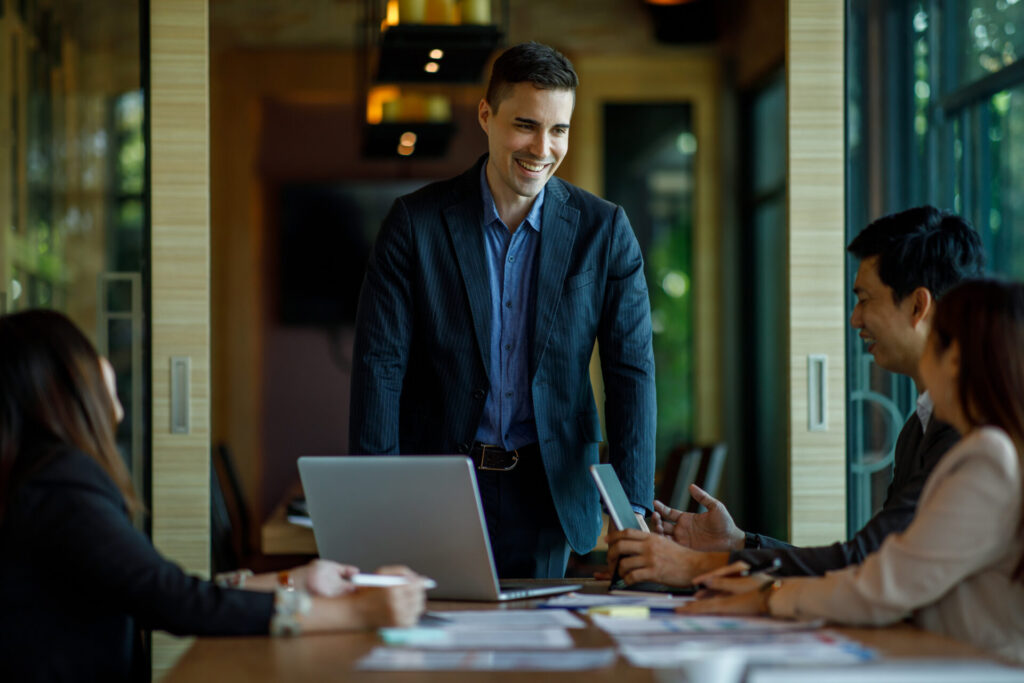 A group of professionals in a meeting.