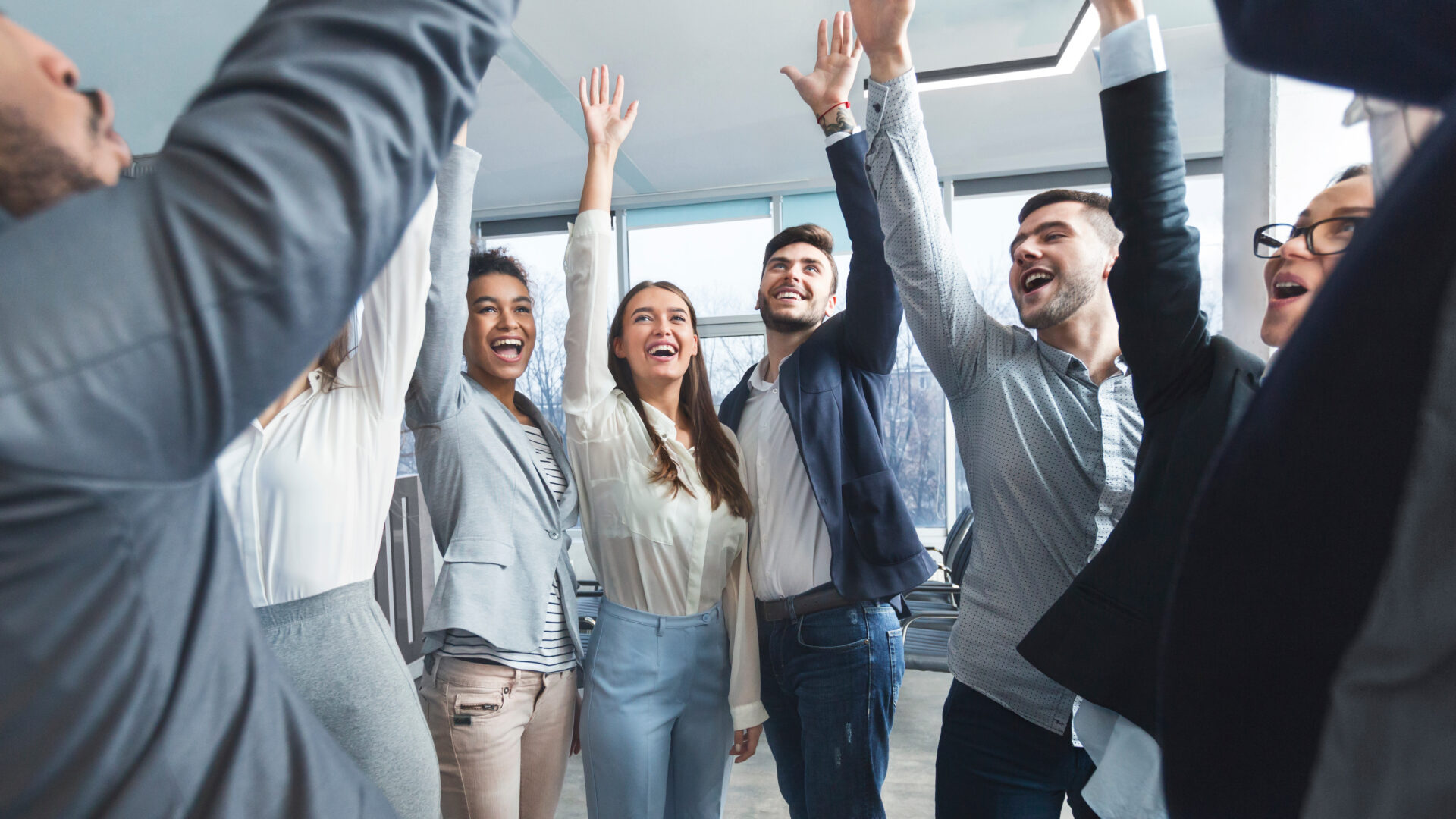 Group of Professional Employees Celebrating Success